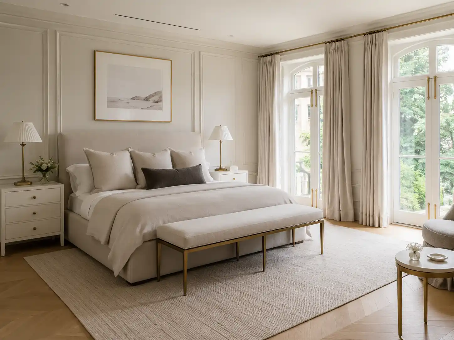 Completed interior renovation featuring paneled primary bedroom