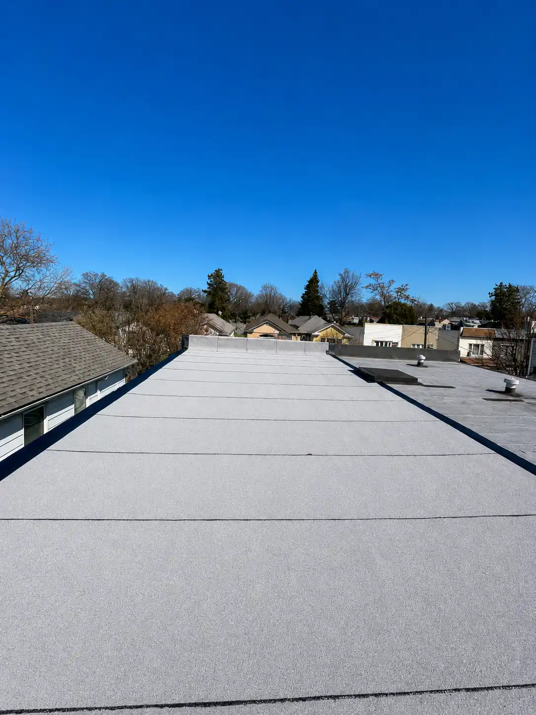 Completed roofing project featuring roofing installation detail