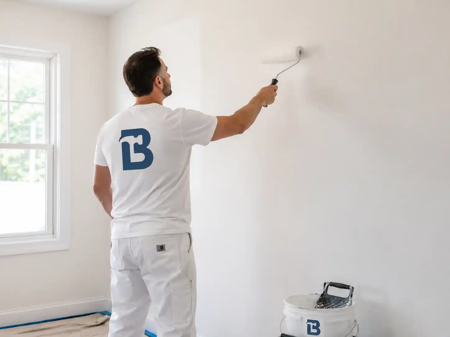 Professional painter applying a fresh coat to an interior wall